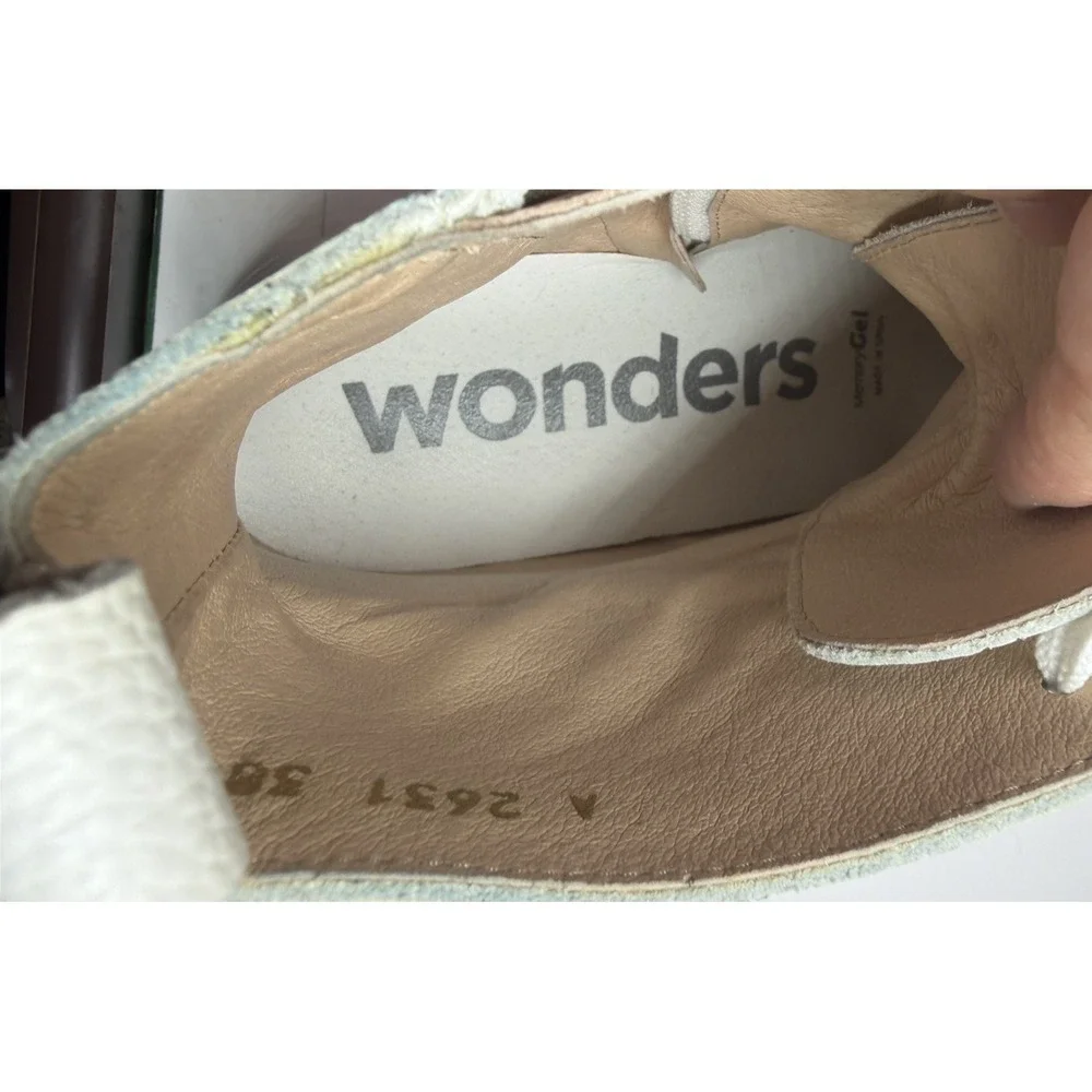 Wonders High Top Sneakers Trainers Womens White Tan Zip Lace Up Size 38 EU 8 US
